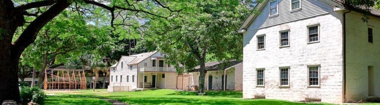 A view of two of the Hawaiian Mission Houses.