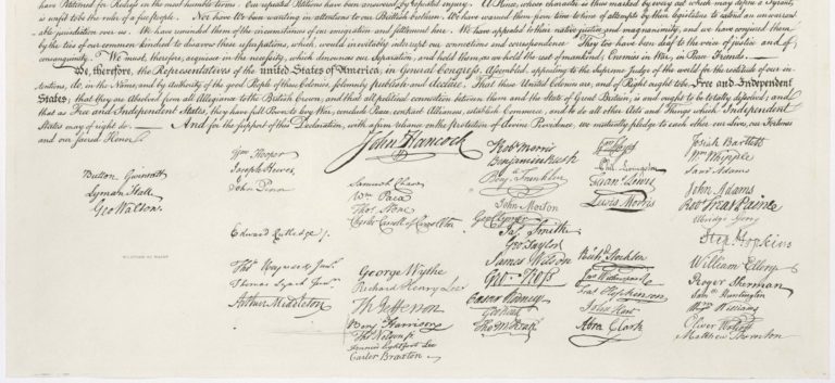 Signatures on the United States Declaration of Independence.